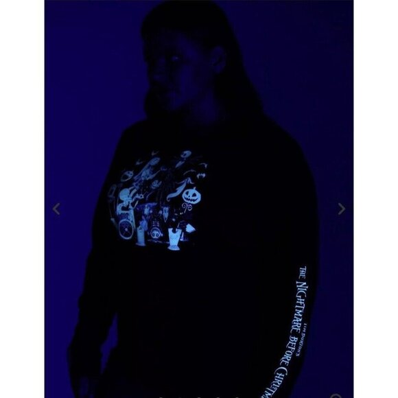 Nightmare Before Christmas Group Glow in the Dark Long Sleeve T Shirt Black Sz M - Picture 5 of 15